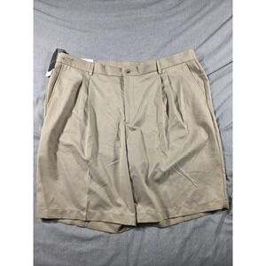 NWT Greg Norman Men's 42x10‎ Classic Pro-Fit Performance Pleated Shorts Beige